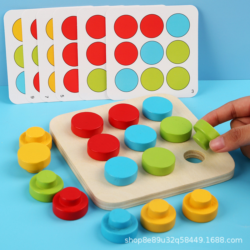 Mushroom Nail Inserted Early Education Educational Puzzle Toy Wooden Large Particle Building Blocks Sensory Training Intelligence Kindergarten