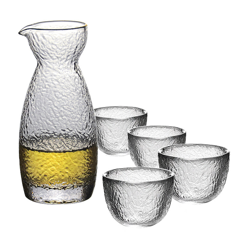 Japanese-style household clear wine pot Eagle mouth plum wine glass fruit wine white wine glass small cup rice wine cup hammer pattern glass cup