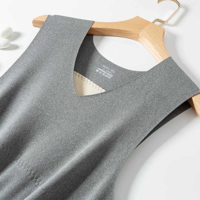 Men's velvet patch seamless thermal vest vest vest heated thick double-sided fleece-lined cold-proof thermal underwear base