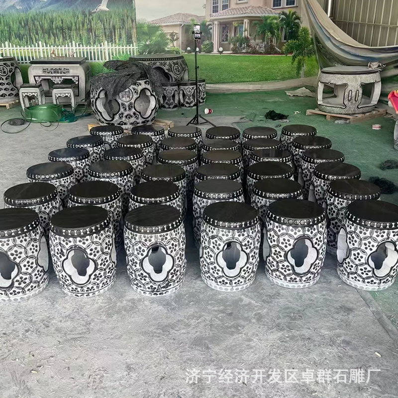 Outdoor Garden Courtyard Stone Table Stone Stool Marble Round Table Square Table Pavilion Park Community Outdoor Seat Stone Table Stool