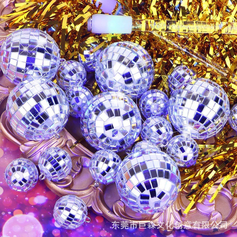 Cross-border new hook glass mirror ball disco ball bar kvt cake decoration reflective laser mirror ball