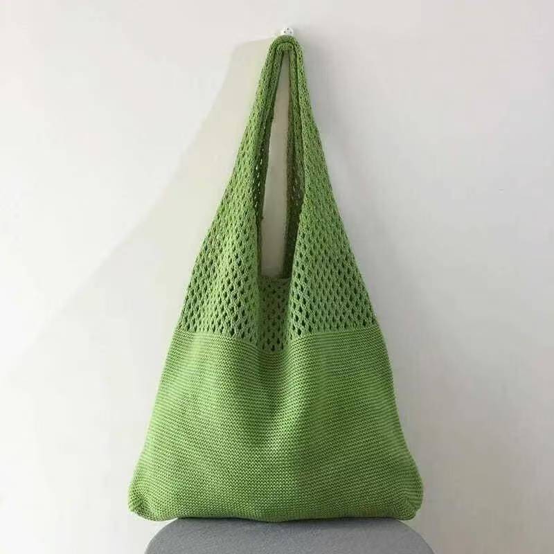 Cross-Border Popular Knitted Shoulder Bag Large Capacity Beach Bag Shopping Bag Foldable Crossbody Bag Handbag