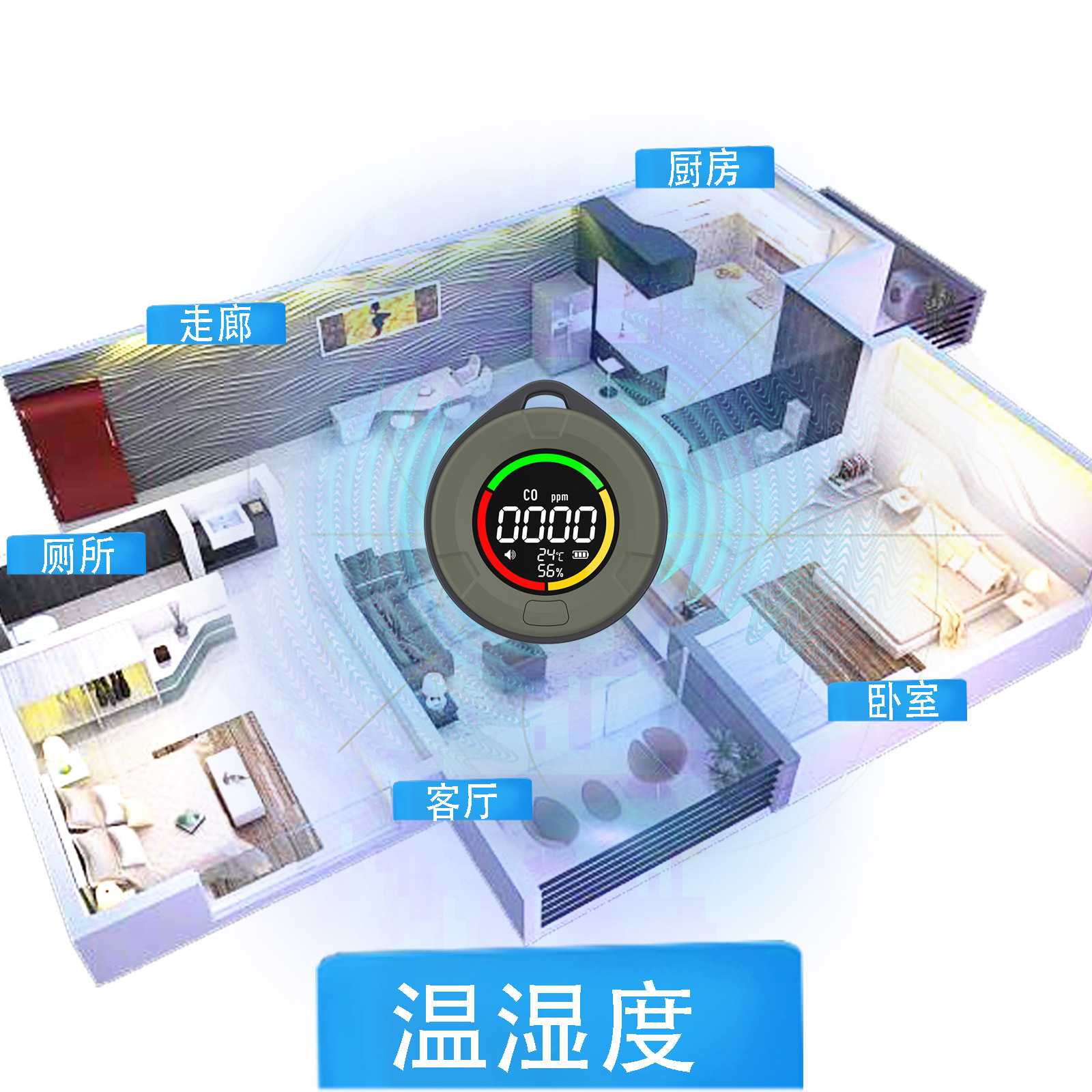 Measure Xiaofei Source Factory Outdoor Portable Carbon Dioxide Detector Co Detector Temperature and Humidity Ideal Same Style