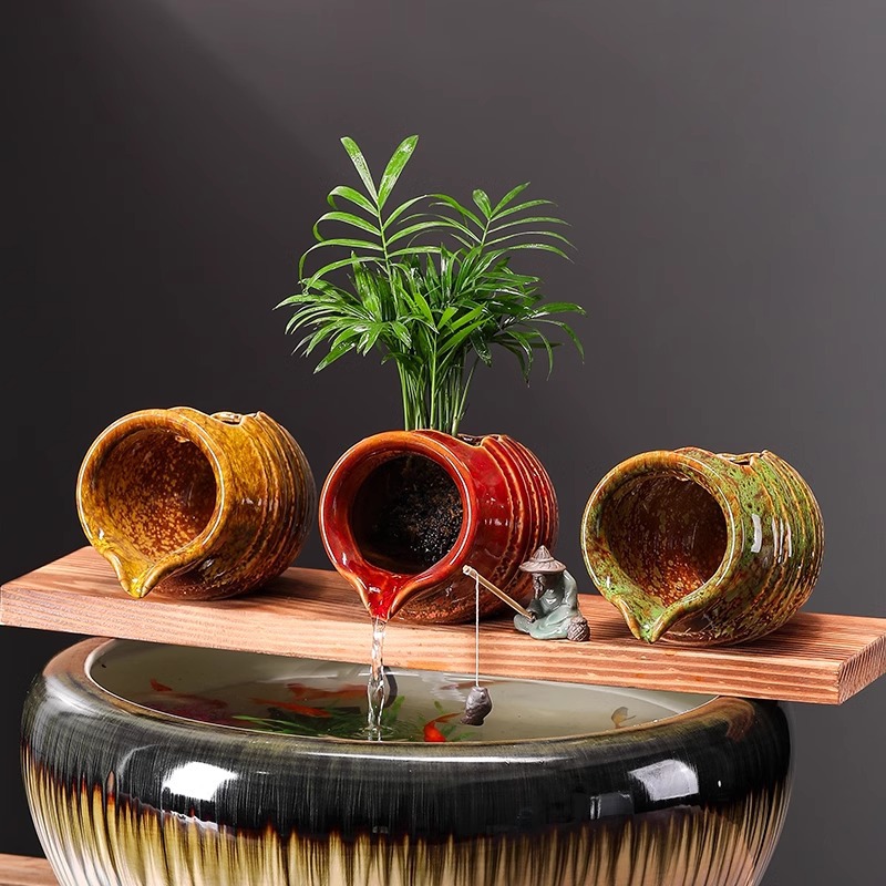 Циркулирующая вода, глиняный горшок, экологический аквариум, древнее рыбное хозяйство, украшения для ландшафта во дворе, аксессуары для фильтрации кислорода