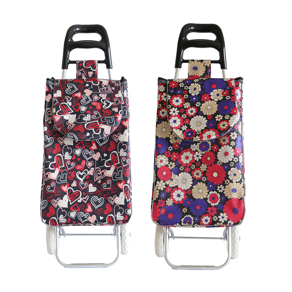 Folding Small Cart Portable Shopping Cart Grocery Shopping Handcart Stair Climbing Trailer Household Small Cart Custom Logo