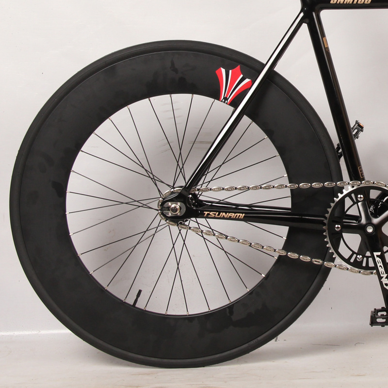 Tsunami Aluminum Alloy Fixed Gear Frame Snm-100 Track Bike Road Racing Magnesium Alloy Three-Blade Wheel Curved Handlebar