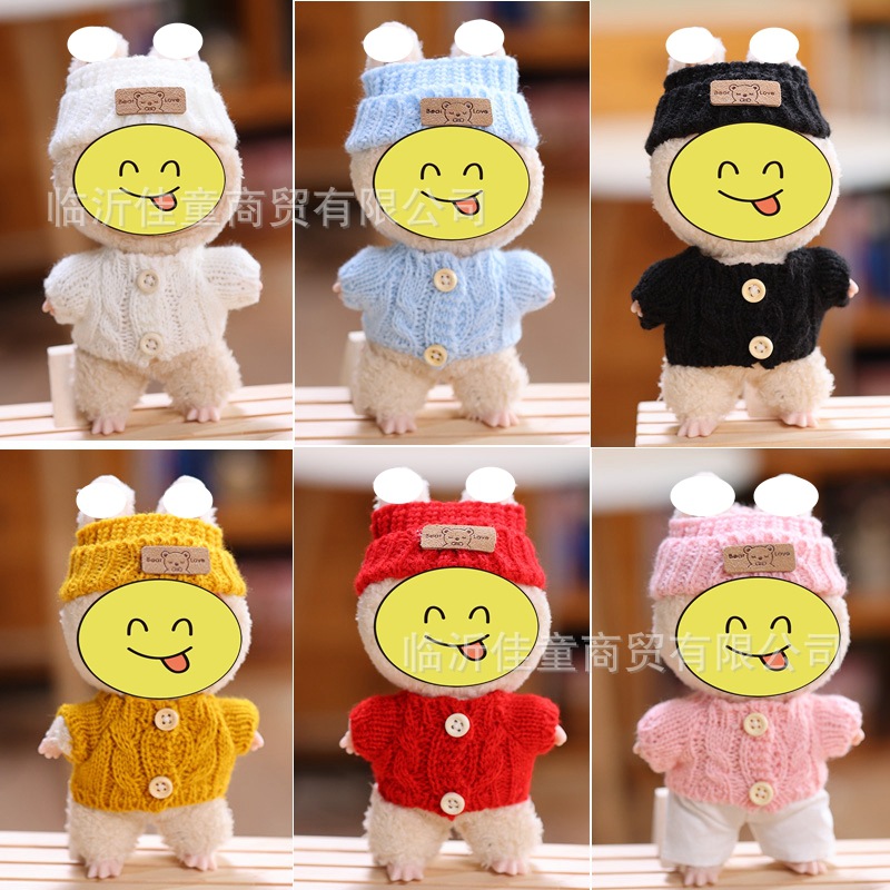 Woolen Hat 17cm Labubu First Generation Second Generation Third Generation Pendant Plush Doll Clothes Christmas Small Hat Clothes