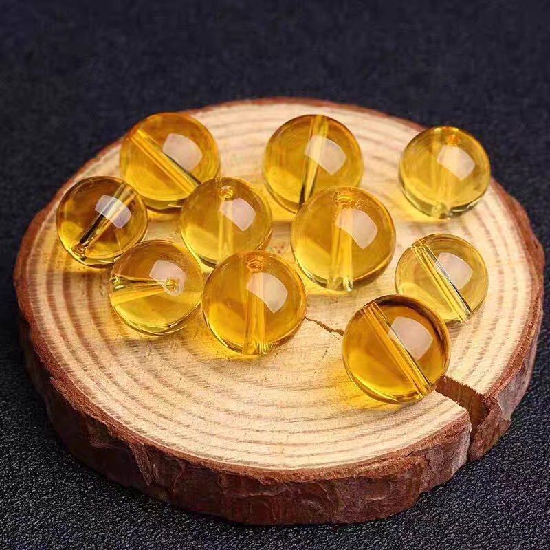Jingpengyuan Optimized Citrine Loose Beads Round Beads Handmade DIY Beading Accessories Crystal Semi-Finished Products Factory Direct Sales Batch