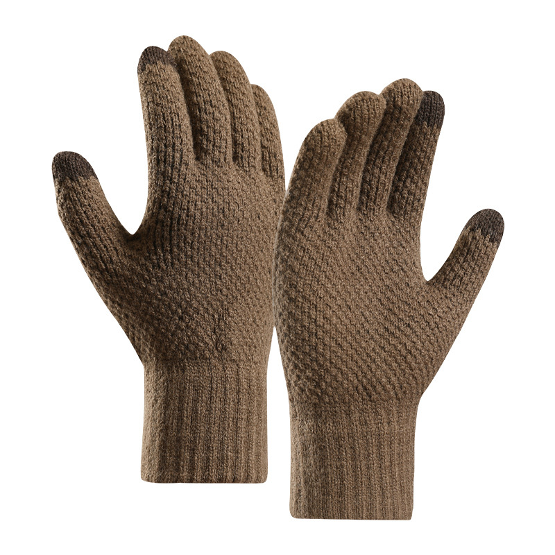 New Cross-Border Velvet Thickened Gloves Winter Gloves Warm Pineapple Pattern Split-Finger Touch Screen Men's Gloves