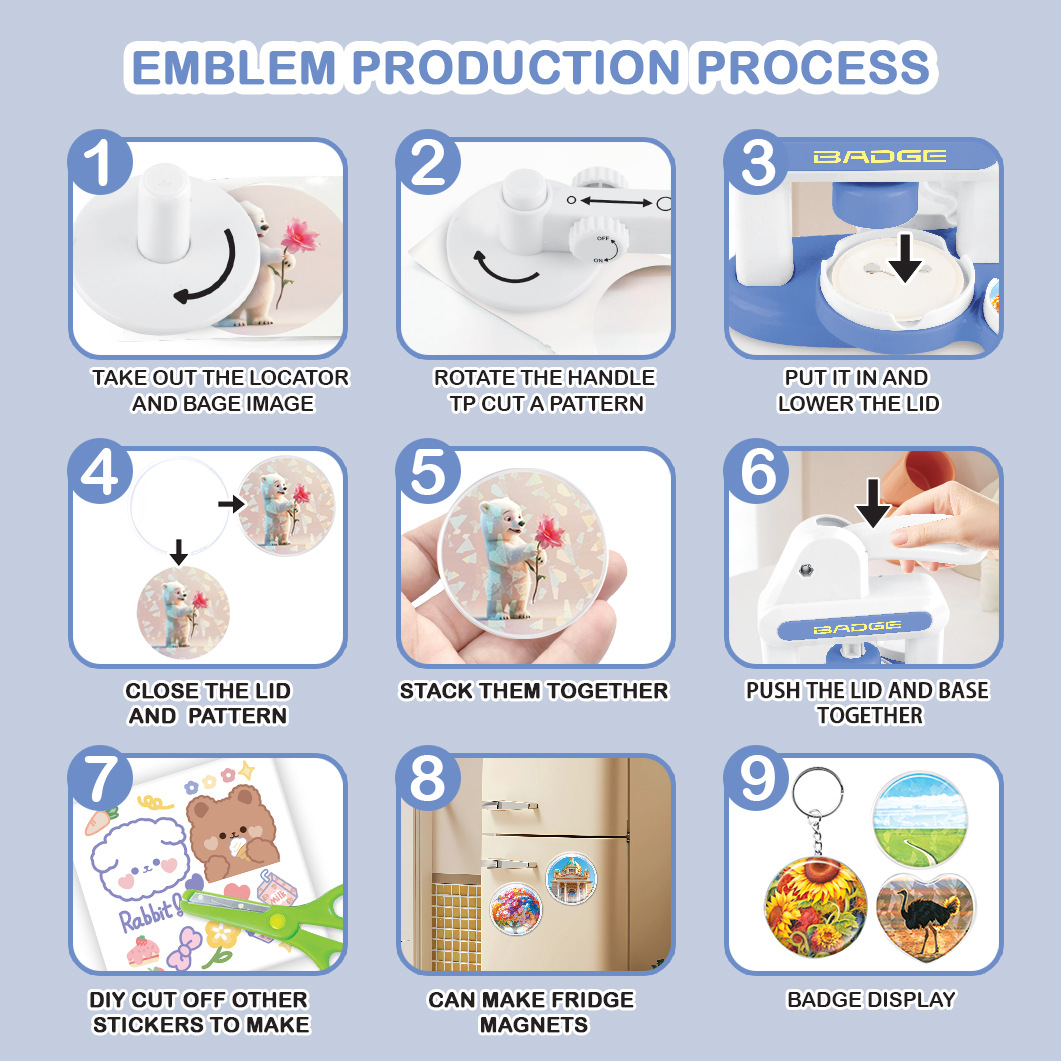 Bar Chi Making Machine Badge Homemade Machine Millet Bar Chi Machine DIY Children's Badge Machine Refrigerator Magnet Badge Machine