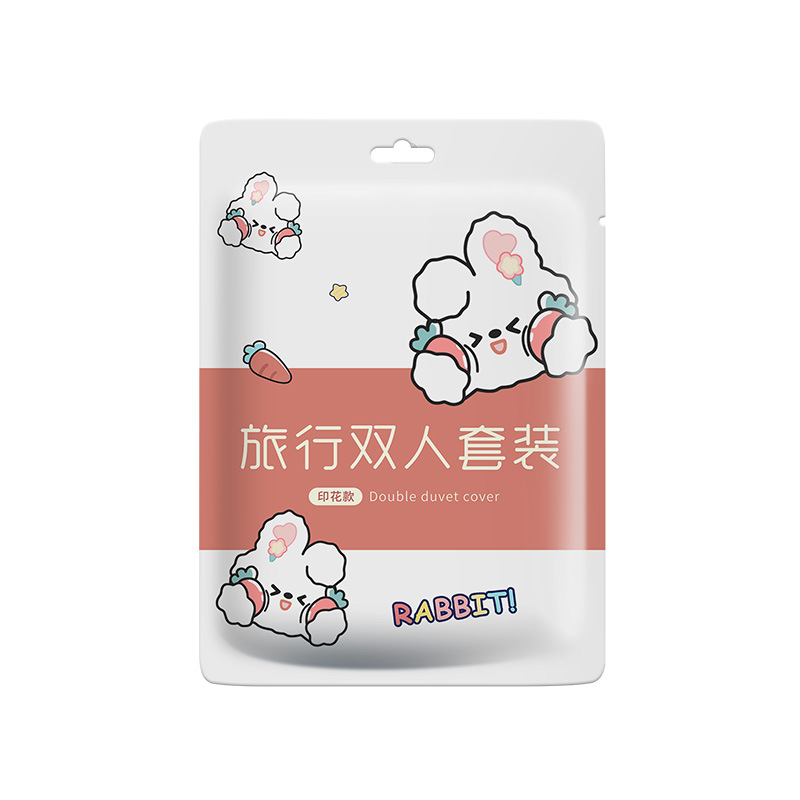 Disposable printing four-piece set travel Hotel B & B portable disposable non-woven bed sheet set