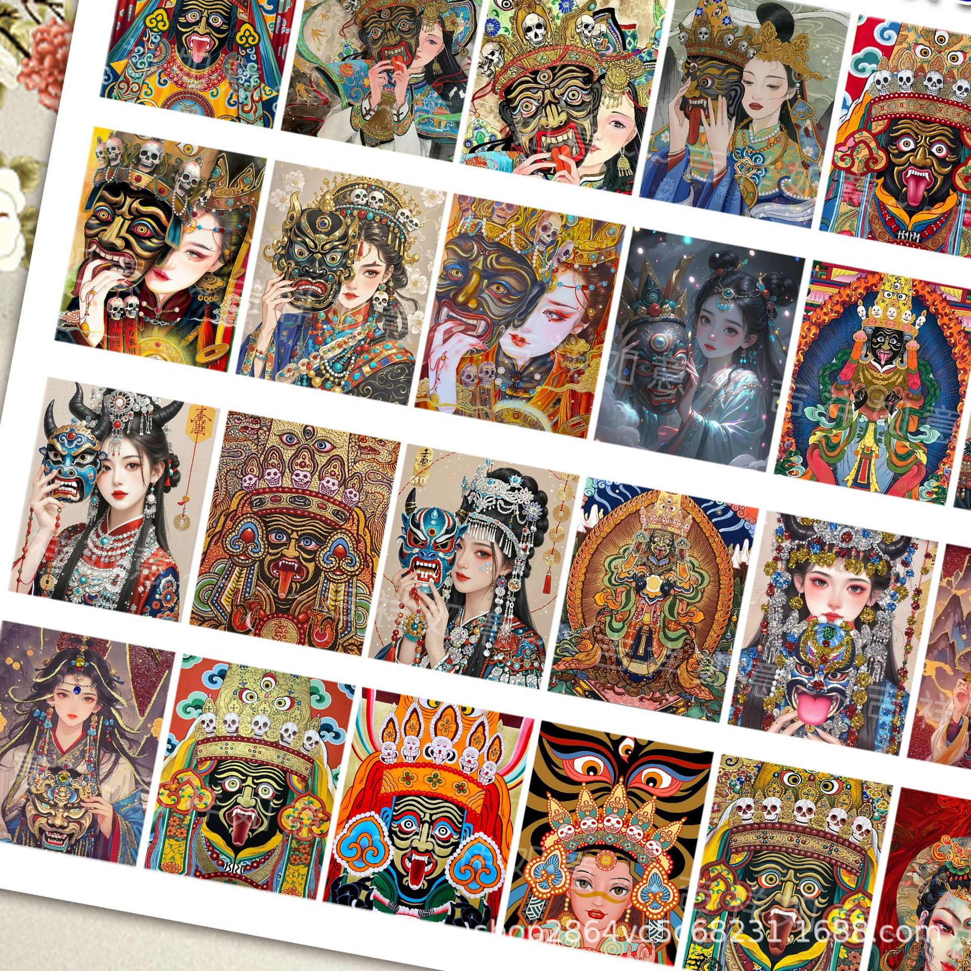 Thangka Xizang Replica of the National Style, Custom-Made Long Five Ye, Yellow God of Wealth, Green Tara, Nepalese Xizang Zakiram