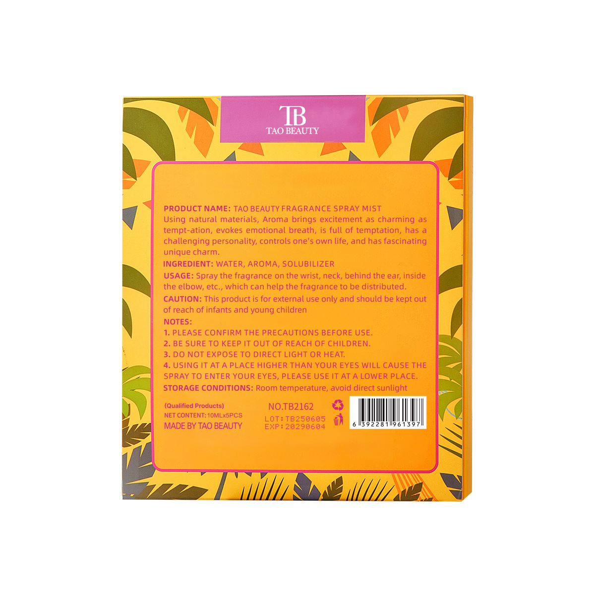 Foreign Trade Cross-Border Tao Beauty Fragrance Spray Beach Digital Perfume Set Beach Perfume Hair Spray