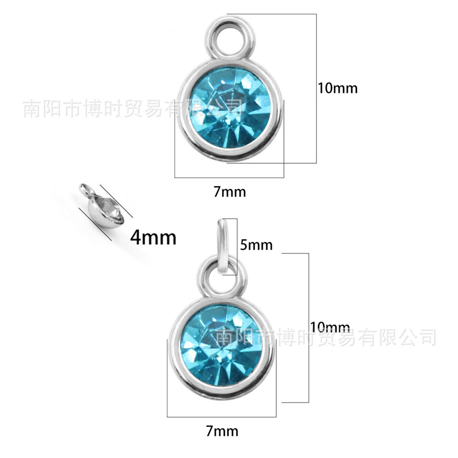 Diamond-encrusted twelve birthstone colored glass pendant foreign trade necklace jewelry DIY pet alloy accessories jewelry