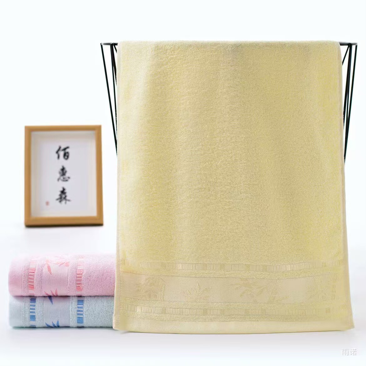 Factory wholesale bamboo fiber towel cotton soft absorbent towel plain jacquard face towel adult household face towel