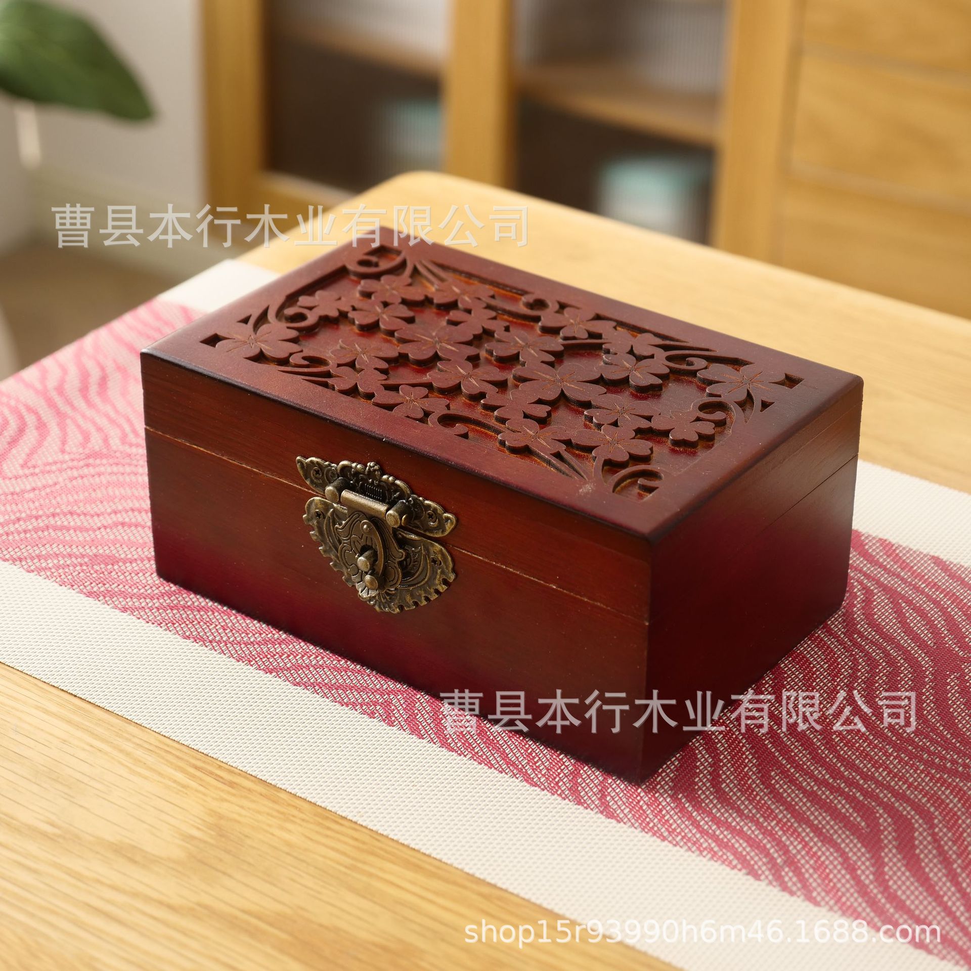 Spot Household Solid Wood Sewing Box Cut Out Retro Pattern Cross Stitch Tool Storage Box Sewing Box Set