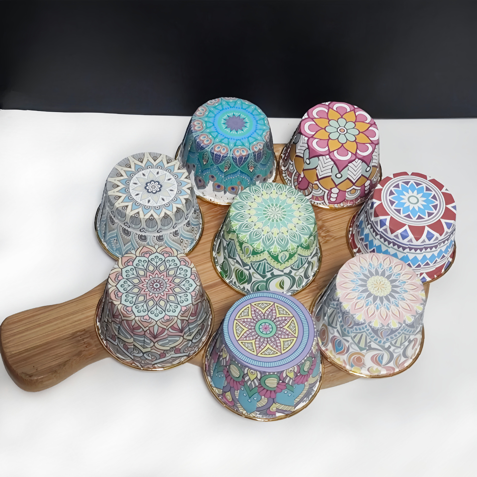 50 large size Middle Eastern pattern Bohemian golden roll cup Maffen cake paper cup baking oil-proof paper holder