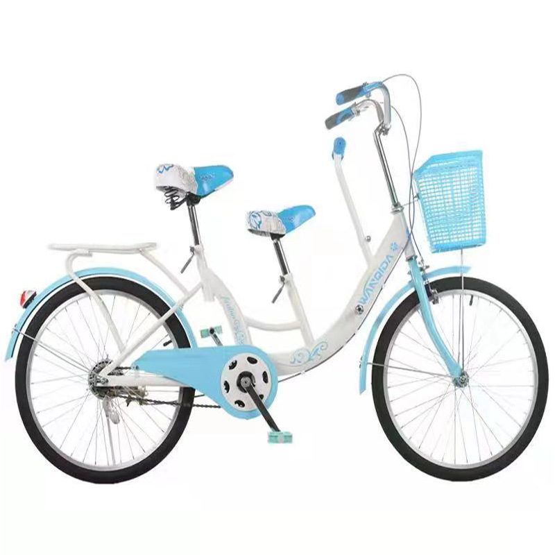 Parent-Child Bicycle with Gears, 22inch Two-Seater Bicycles for Taking Children, Three-Seater Bicycles for Parent-Child Riding