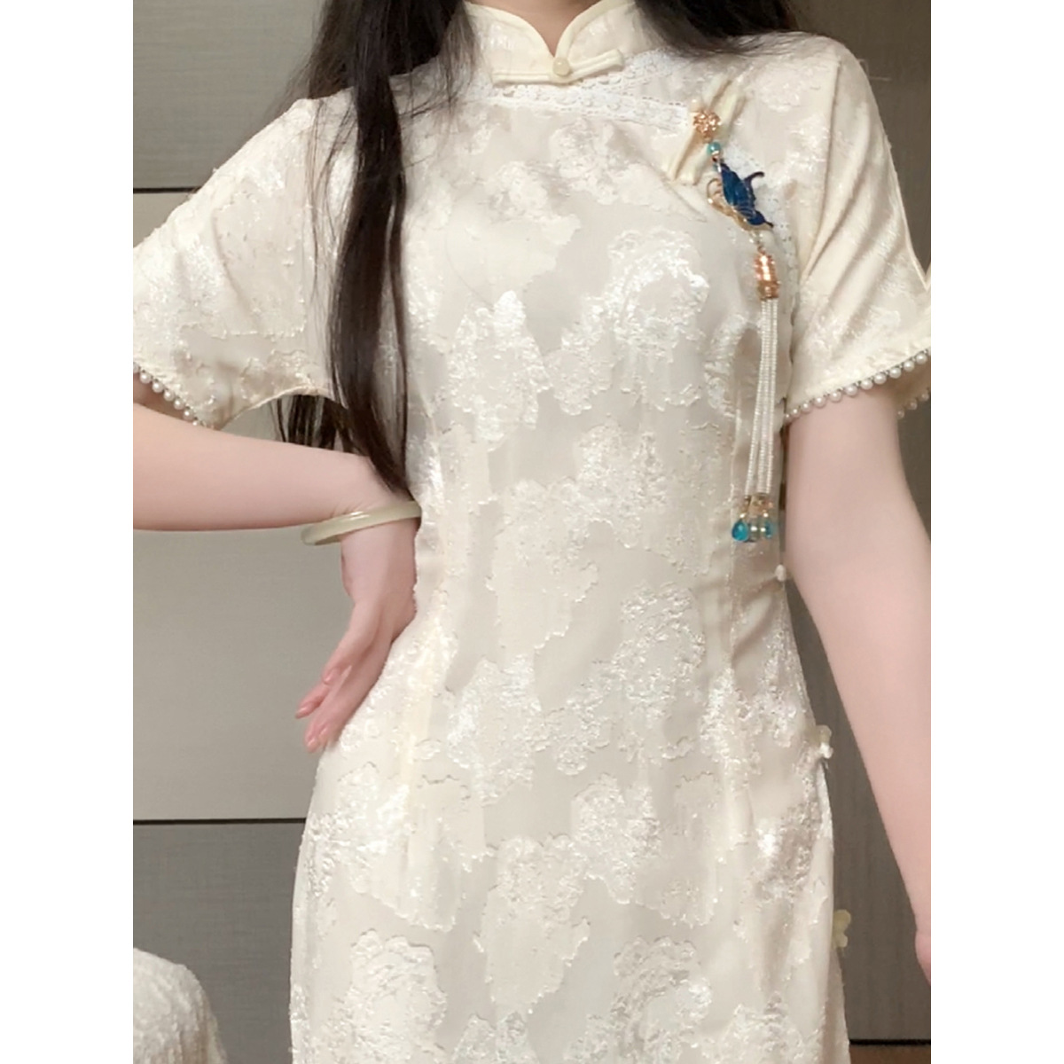 2024 Summer New Chinese Han Element Pure Desire Style Improved Cheongsam Retro National Style High-end Super Elegant Mid-length Dress