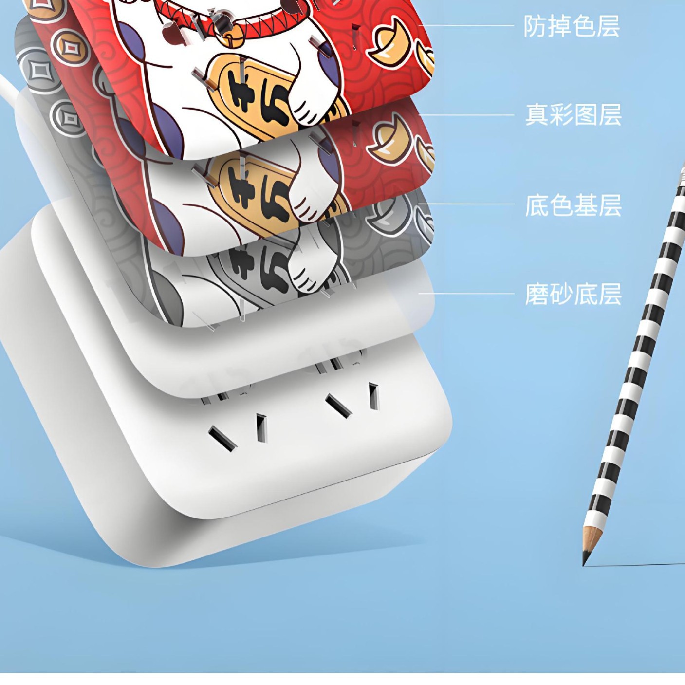 Travel Adapter with Creative Painted Design, Suitable for Dormitory Students, Office Use, Convenient for Processing and Printing, Creative Painted Design