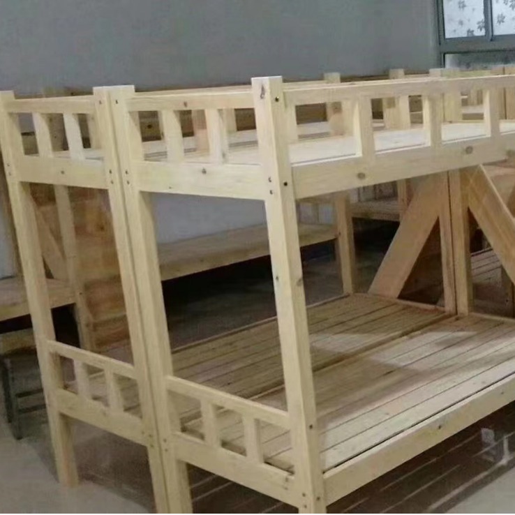 Processing Solid Wood Bed Modern Simple Nordic Economical Oak Single Double Bed Rental Room Dormitory Bed