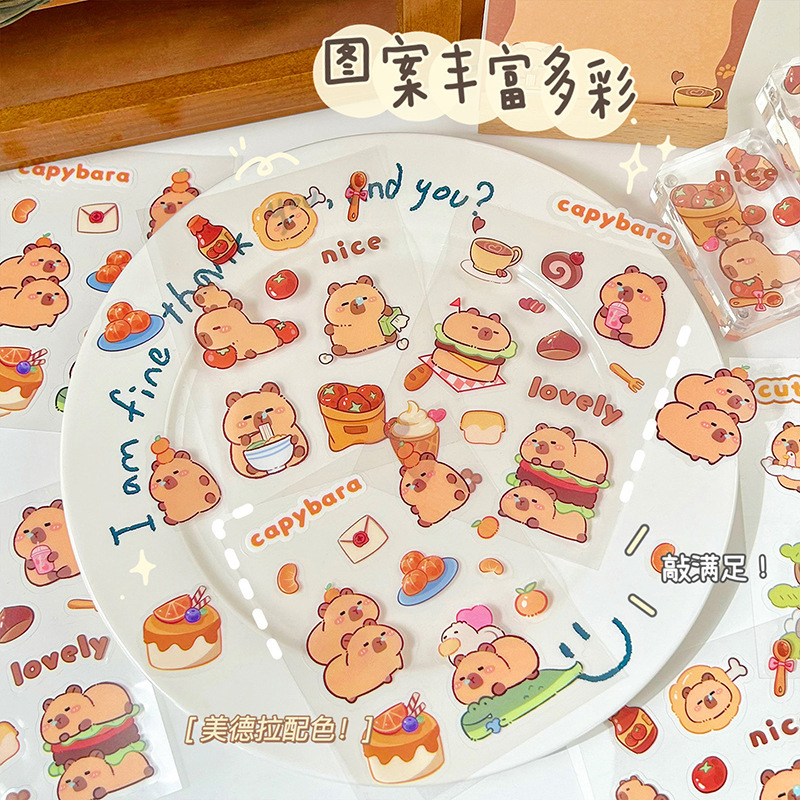 Cute Capybara Stickers for Journals Pet Waterproof Decorative Material Capybara Stickers Cartoon for Girls and Children Guka