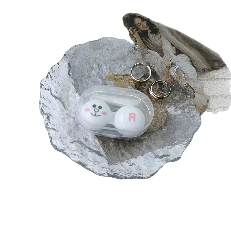 Transparent Simple Contact Lens Box Cute Cartoon Double Box Companion Box Care Box Small Color Box Wholesale Ready Stock