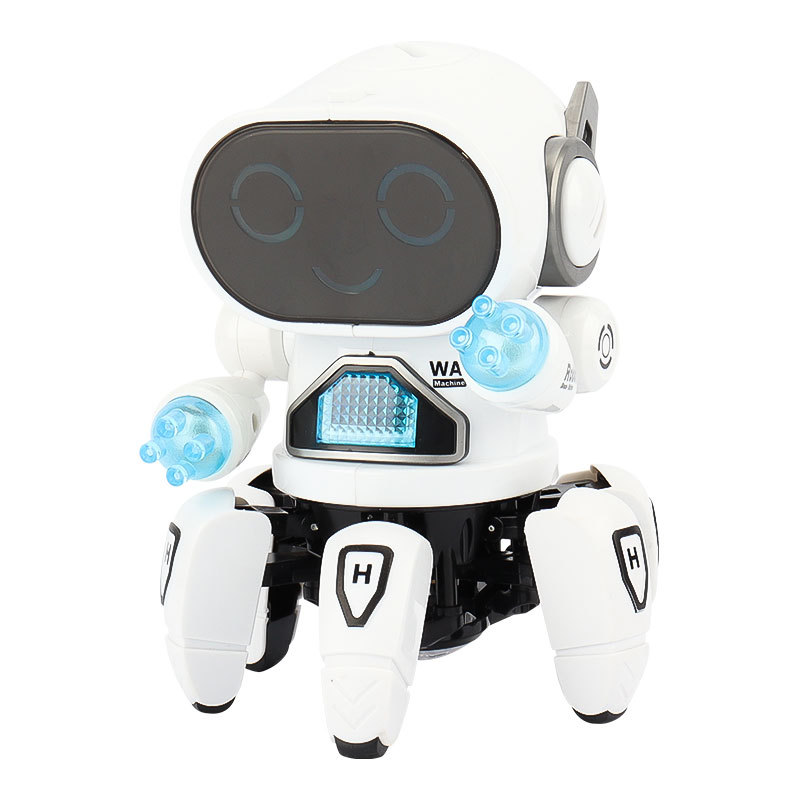 Cross-border New Dancing Electric Six-claw Fish Small 6 Robot Light Music Children Boys Stall Toy Supply