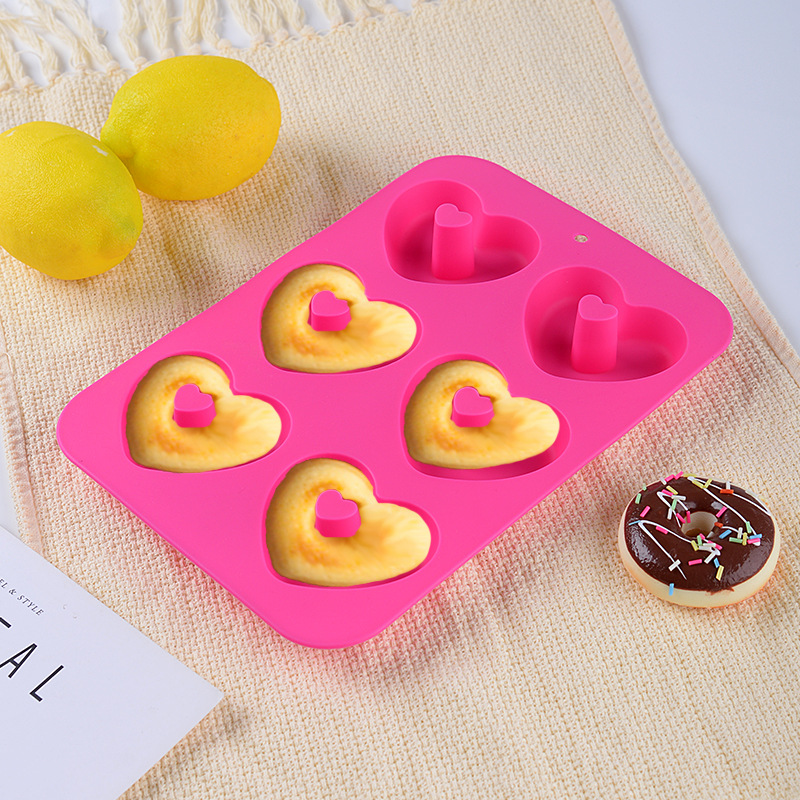 Spot Silicone Cake Mold Cookie Rice Cake Baking Pan Food Grade Baking Utensils Heart-Shaped Donut Mold