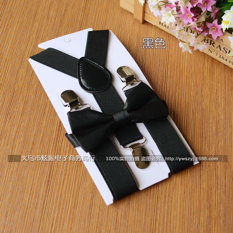6.1 Table Performance Bow Tie Suspenders Set Boys and Girls Children's Strap Clip Spring and Autumn Baby Suspenders Clip