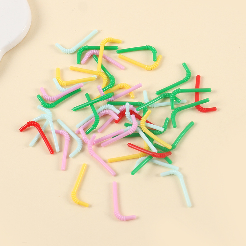 Simulation miniature mini straw milk tea cup color solid straw doll house food play scene ornaments accessories toys