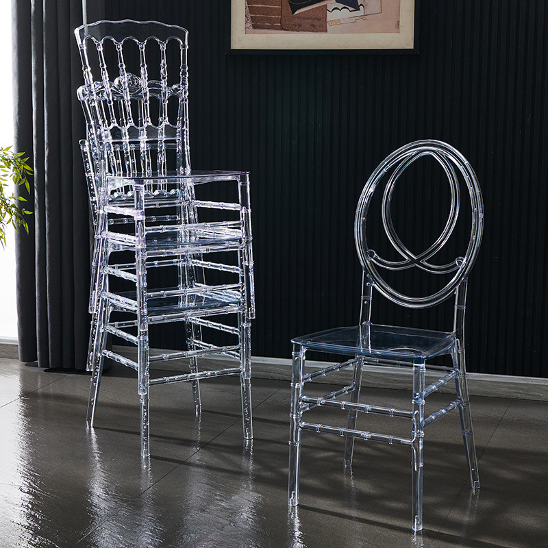 Cross-border manufacturers acrylic transparent crystal chair hotel banquet hall wedding outdoor Napoleon bamboo chair
