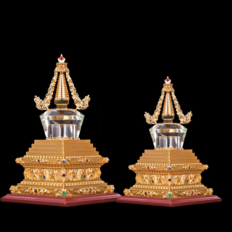 Стальная форма из цинкового сплава с кристаллической пагодой с настоящим золотом