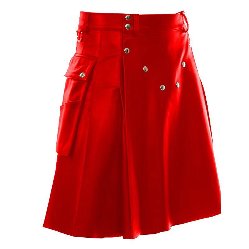 New Amazon Men's Aliexpress Hot Selling Scottish Festival Skirt Men's Multicolor Leather Pleated Skirt