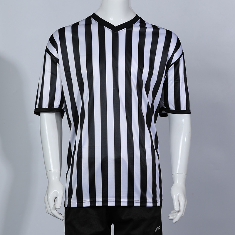 Basketball Referee Uniform V Neck T-Shirt Stripesd Breathable Sweat-Wicking Short-Sleeved Professional World Championship Referee Uniform Digital Printing DIY