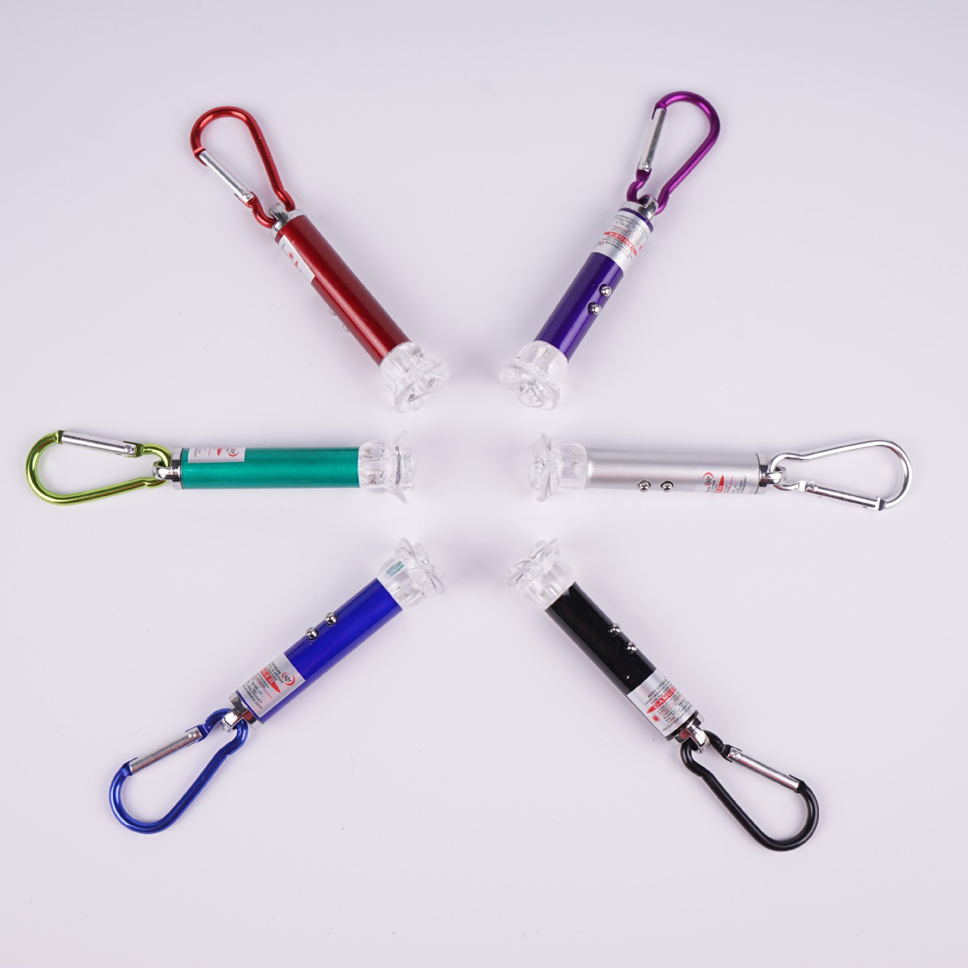 New three-in-one carabiner rose laser light mini portable infrared red and blue flashing light box
