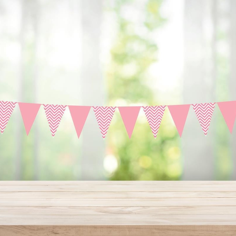 Online celebrity wave pattern bronzing triangle pull flag birthday party decoration gold silver pink blue triangle flag banner festival supplies