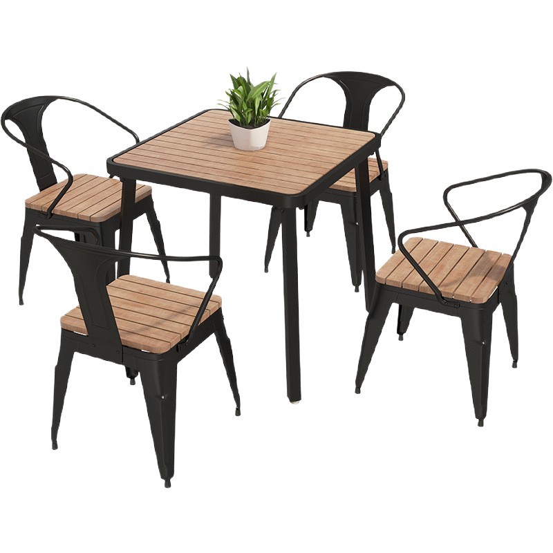Simple Outdoor Plastic Wood Tables and Chairs Outdoor Cafe Outdoor Negotiation Tables and Chairs Villa Courtyard Night Market Special Tables and Chairs