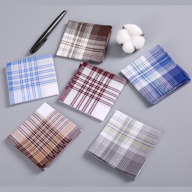 Zelue Cross-border Men's Pure Cotton Handkerchief Cotton Absorbent Sweat Square Scarf Classic Antique Hand Scarf Handkerchief Sweat Scarf