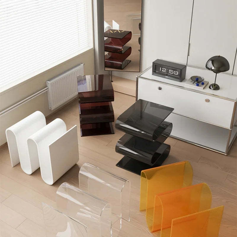 Cross-border explosions acrylic transparent side table Nordic living room sofa side table corner table bedroom S-shaped rack ins