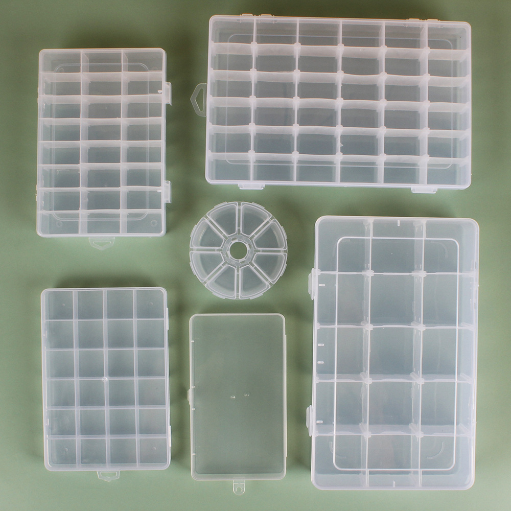 Transparent plastic 24-grid jewelry storage box electronic components accessories box classification Plaid jewelry box small parts box