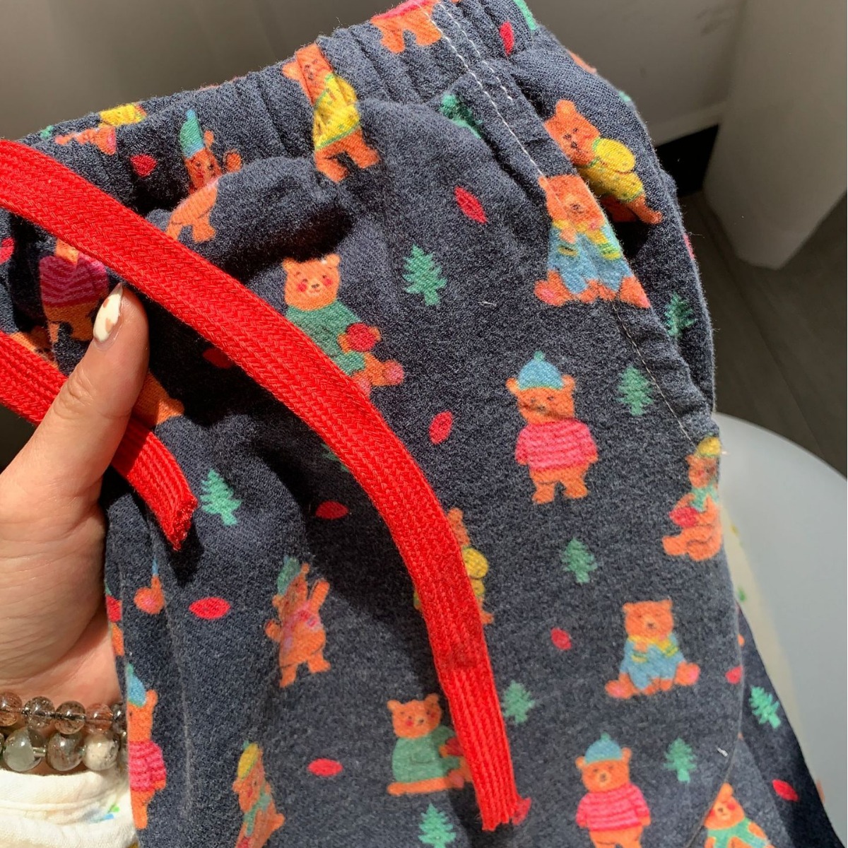 Autumn and Winter New Black Bear Cotton Scrub Nose Pajama Pants Soft Skin-Friendly Casual Home Pants