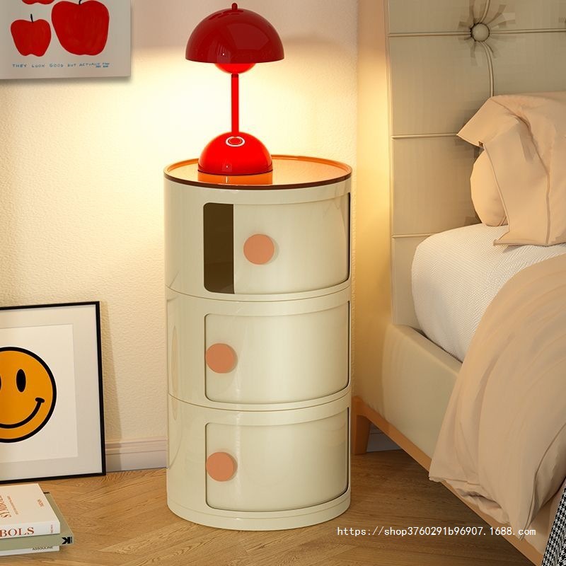 Round Small Bedside Cabinet Children's Alternative Bedroom Home Extremely Narrow Side Storage Cabinet Storage Rack