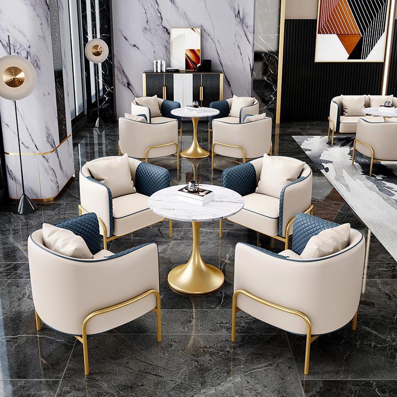 Light Luxury Negotiation Sofa Booth Combination Hotel Lobby Office Tea Room Sofa Sales Office Reception Desk and Chairs