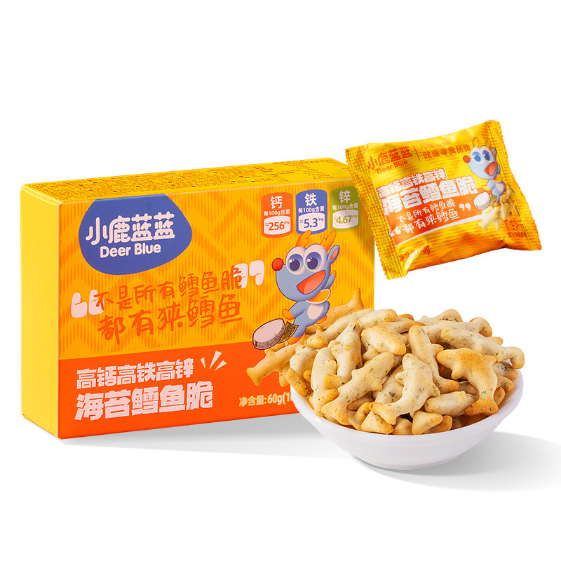 Fawn Blue Seaweed Cod Crisps Fortified Calcium, Iron, Zinc, Non-Fried Biscuits, Children's Snacks, Free Baby Recipes