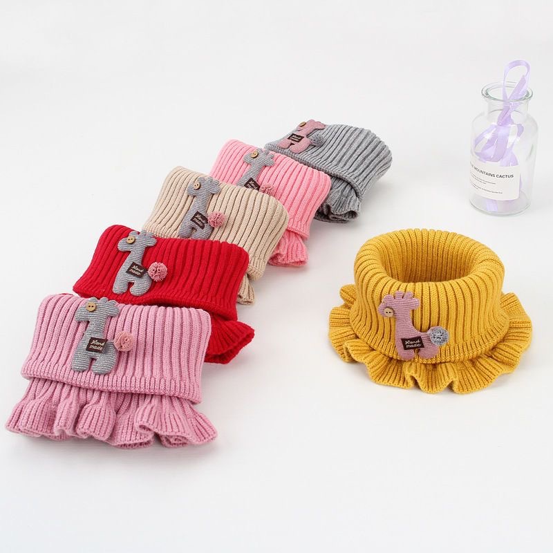 Осенне-зимний вязаный шарф для детей, теплый и милый, мультяшный шарф для мальчиков и девочек