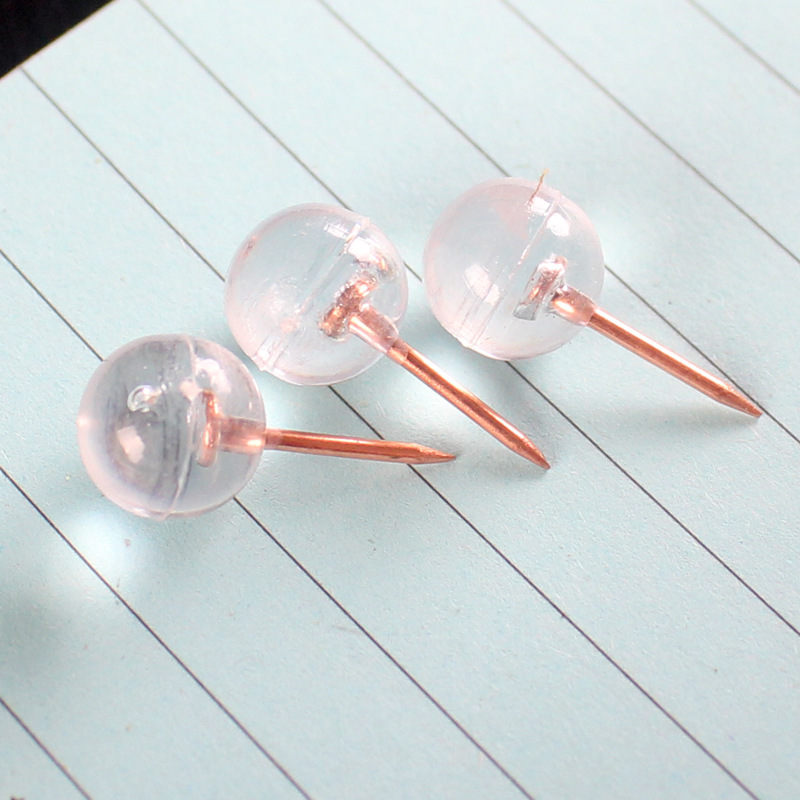 Прозрачные круглые пластиковые булавки с иглой розового золота, фиксирующие гвозди для заметок