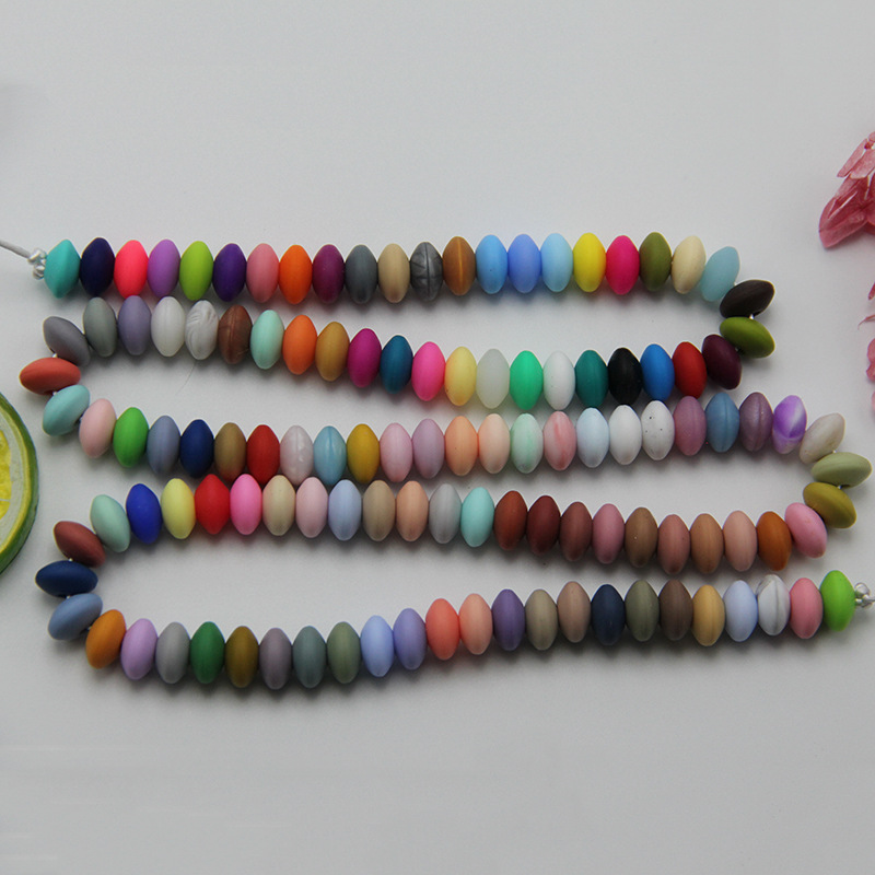 Silicone flat beads DIY handmade pacifier chain accessories 12mm abacus beads bulk silicone colored beads wholesale