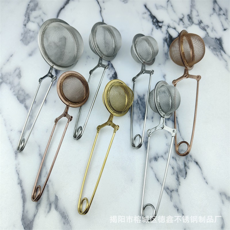 Фильтр для чая с ручкой из нержавеющей стали, зажим для фильтра, шарик для приправ