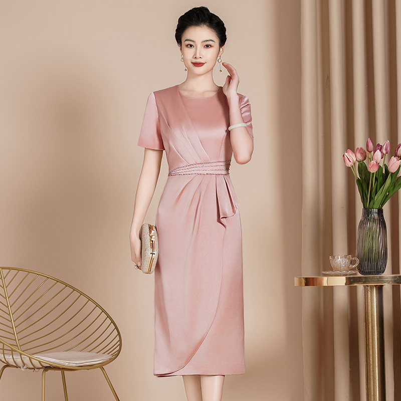 Юбка чонгсам для женщин среднего возраста, летняя, средней длины, западный стиль, короткий рукав, облегающее платье для мамы